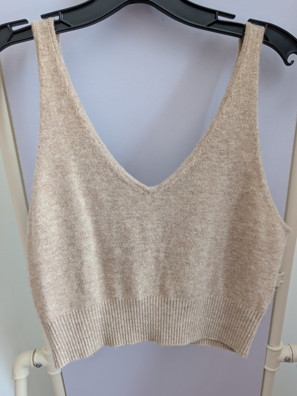 Quince Neutral Beige V-Neck Knit Tank